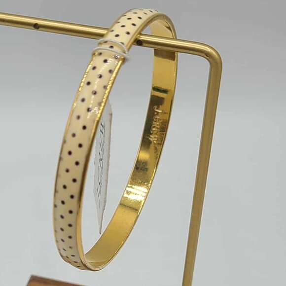 J Crew Factory Off White Polka Dot Gold Tone Thin Enamel Bangle NWT!  NEW! - Picture 2 of 8